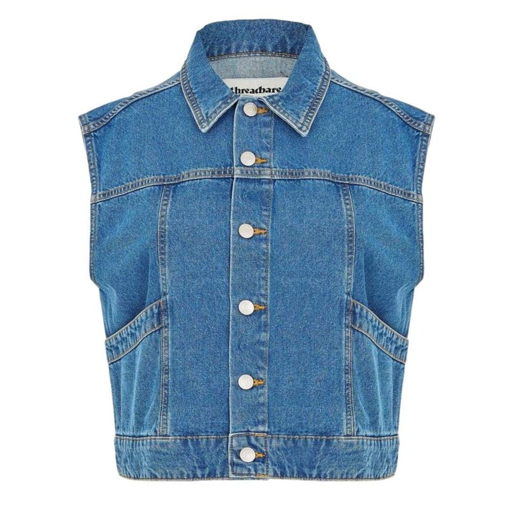 Threadbare Womens/Ladies Lucky Sleeveless Denim Jacket / Mid Wash